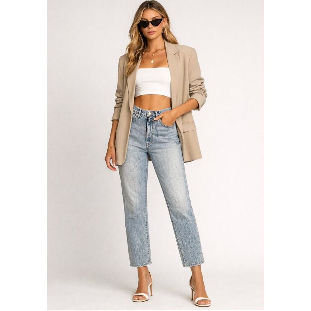 SLVRLAKE London Crop High-Rise Straight Jeans – light Wash – Size 26